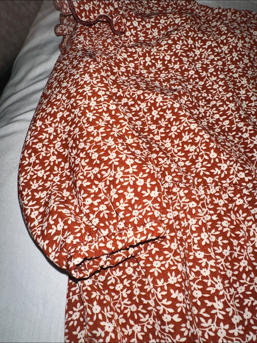 Rust Floral Baby Romper - White Print - Picture 7 of 8